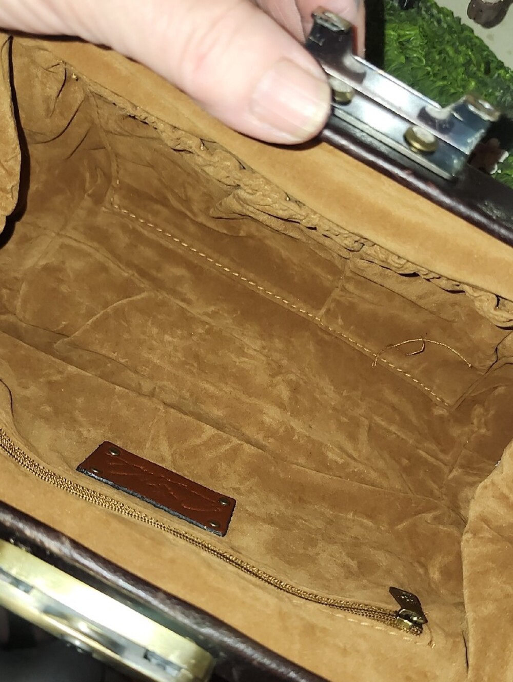Patricia Nash Brown Embossed Floral Leather Satchel - Picture 9 of 12